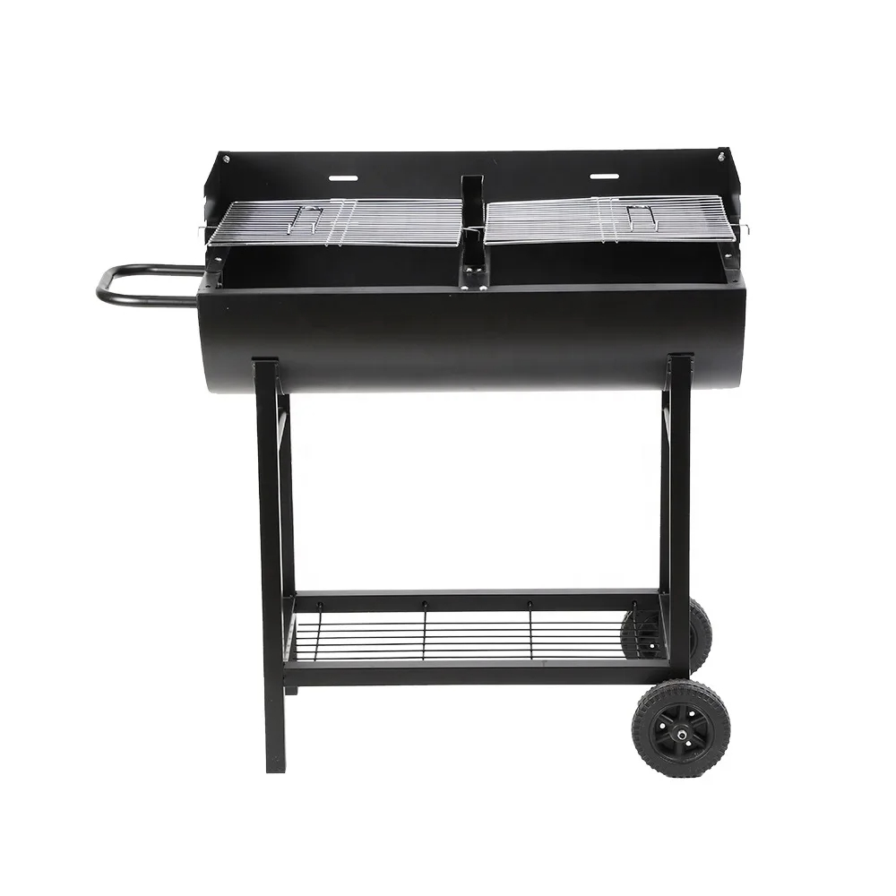 BBQ Half Drum Barrel Steel Picnic Camping Garden Patio Smoker Charcoal Grill Package Size 88.5*49*25 CM