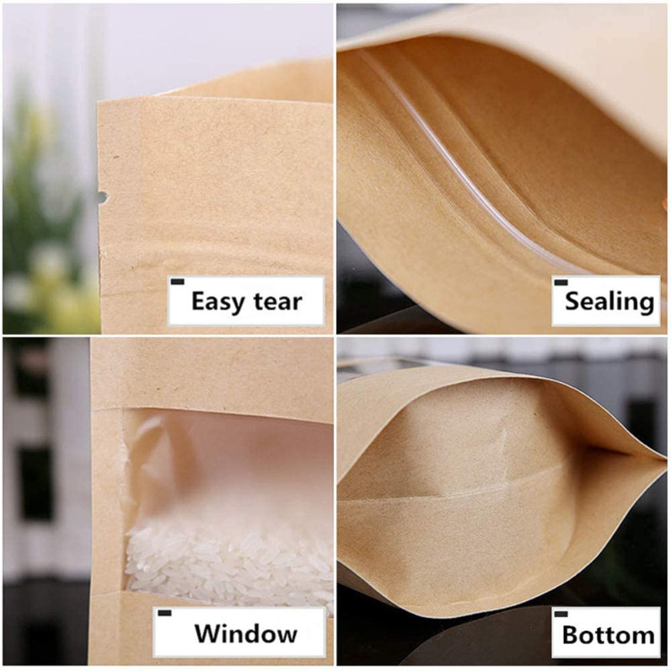 1oz 3.5×5.5inches Kraft Paper k Bag With Window Compostable