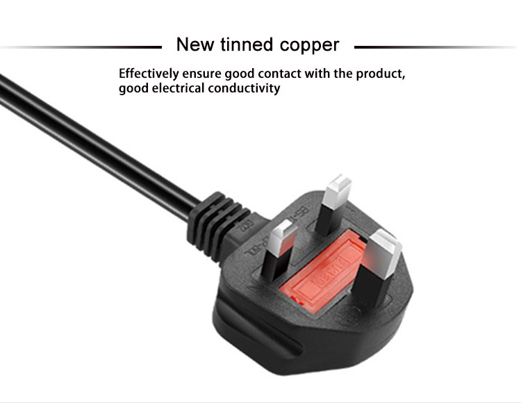 OEM ODM 1.5meters UK Power Cord Apply To Kettle Port And Laptop