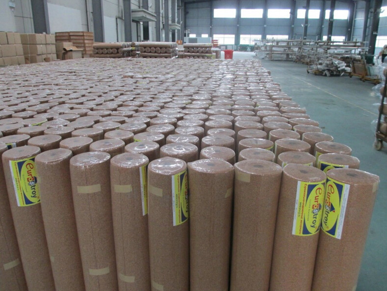 New Style Corkment Underlay with PE Film, 200-300kg/m3 Density, Good Damp & Sound Proof