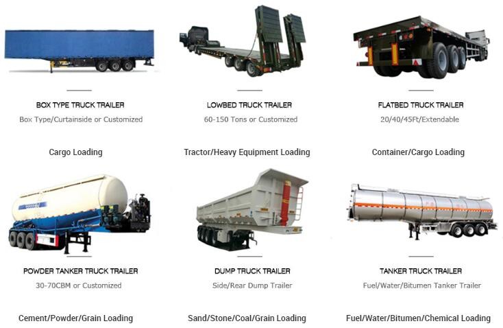 60T 80T Rear Dump Trailers , 4 Axle Rear Tipper Trailer 35m3 40m3