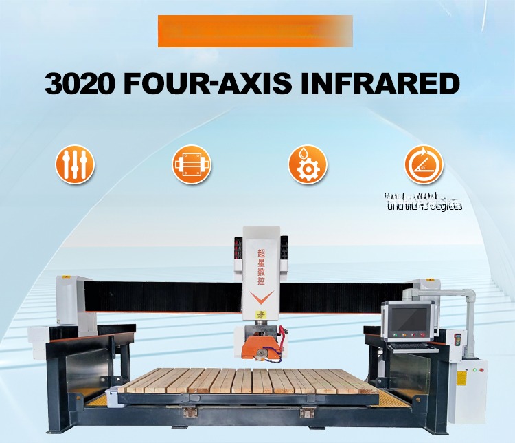 15 KW 4 Axis Cnc Marble Cutter Cnc Stone Cutting Bridge Saw For Granite