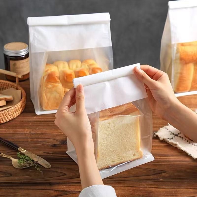 Kraft Paper Food Zipper Packaging Bag Paper Bread Loaf Bag with Clear Window
