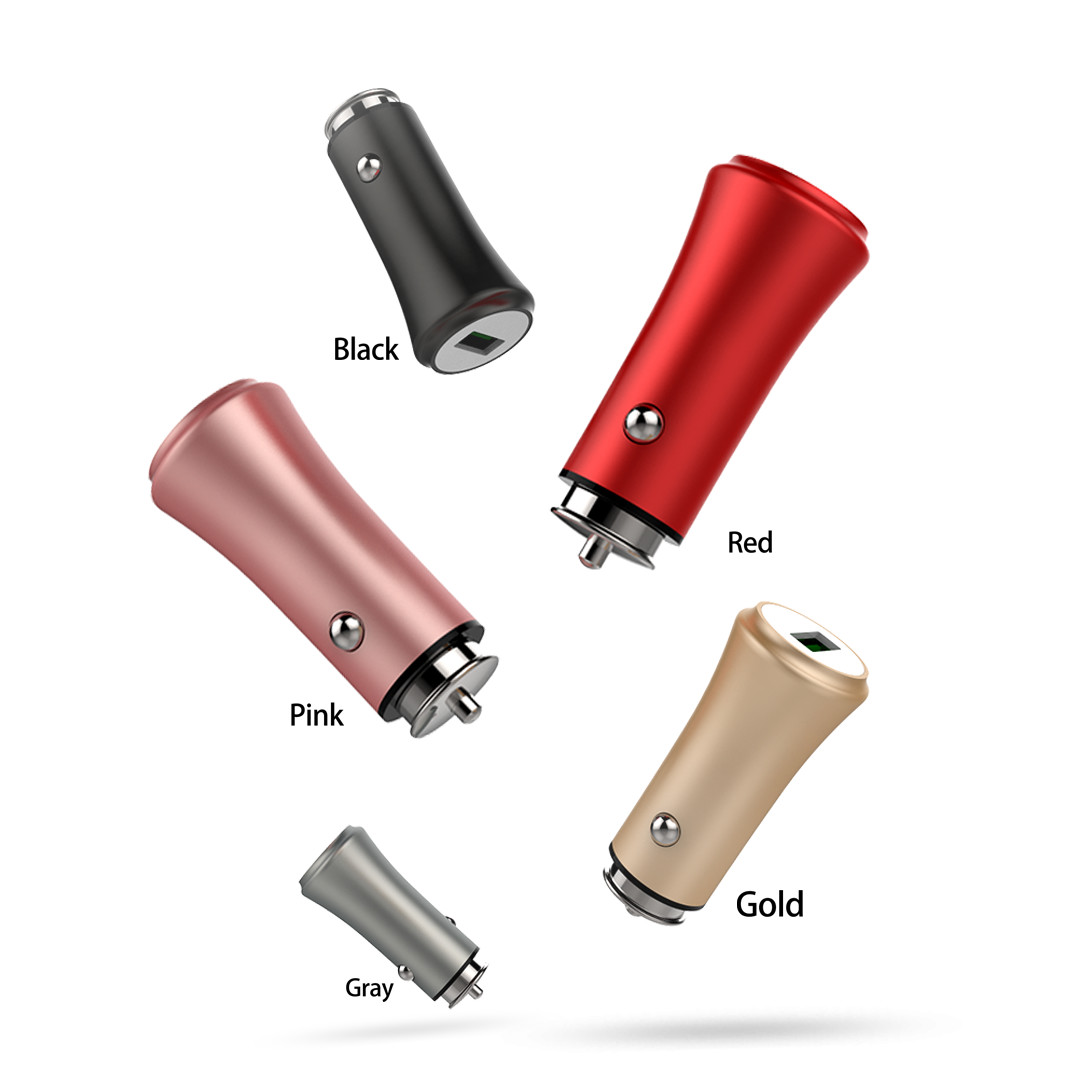 3.6A 18W FAST USB CAR CHARGER with Monitoring Aluminum Alloy Multi colors for OPPO and smart phones