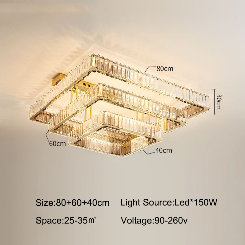 Luxury Living Room Smart Led Chandelier Modern Hall Glossy K9 Crystal Ceiling Chandelier(WH-CA-104)