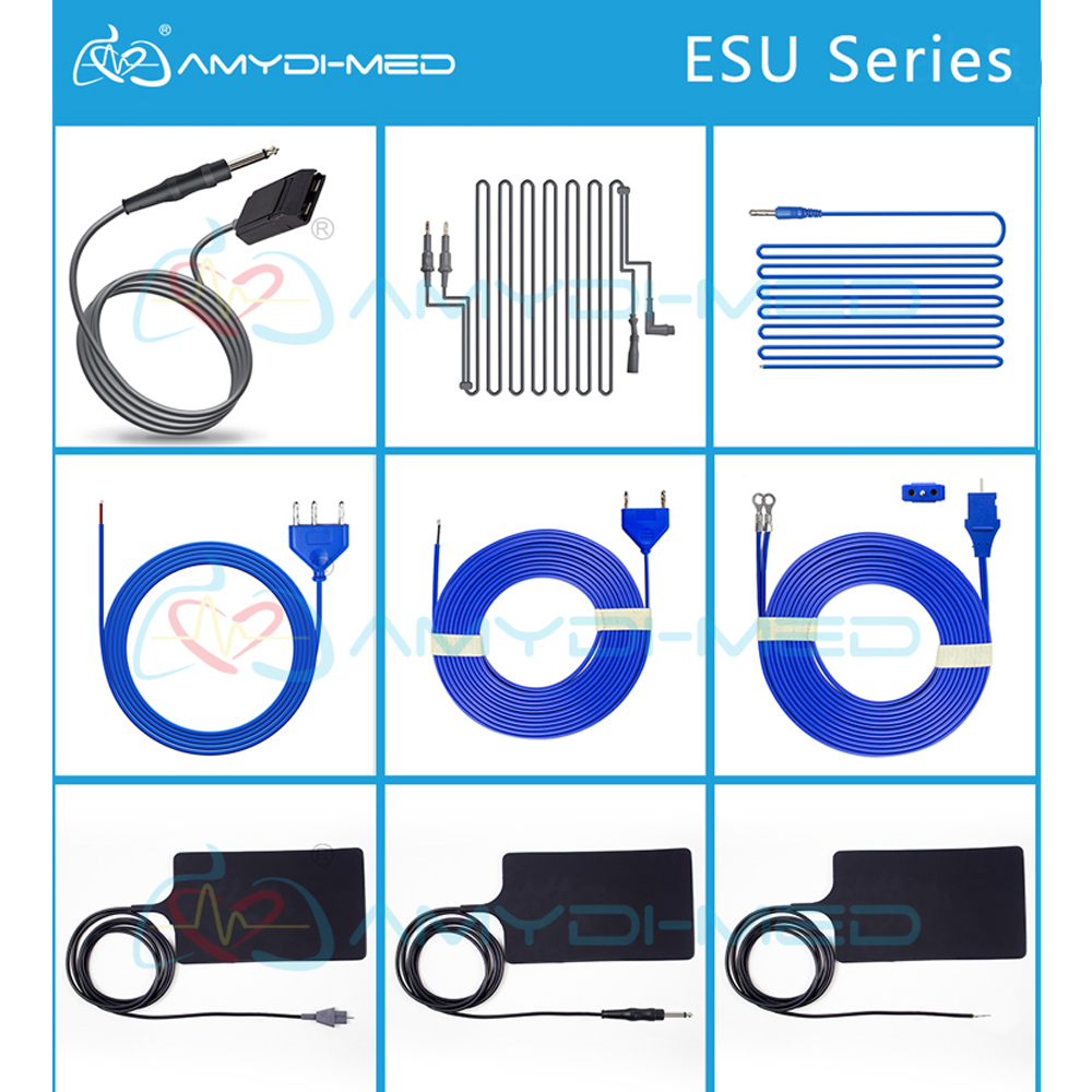 CE approved Reusable Silicon Electrosurgical Handpiece Cable compatible with Erbe 5P to 2.0 banana pin+2.5