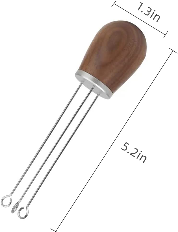Hot selling Stainless Steel Coffee Cloth Powder Needle With Natural Wood Handle For Stirrer