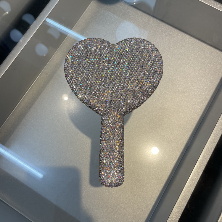 Rhinestone Heart Travel Portable Vanity Mirror Makeup Light Up For Makeup