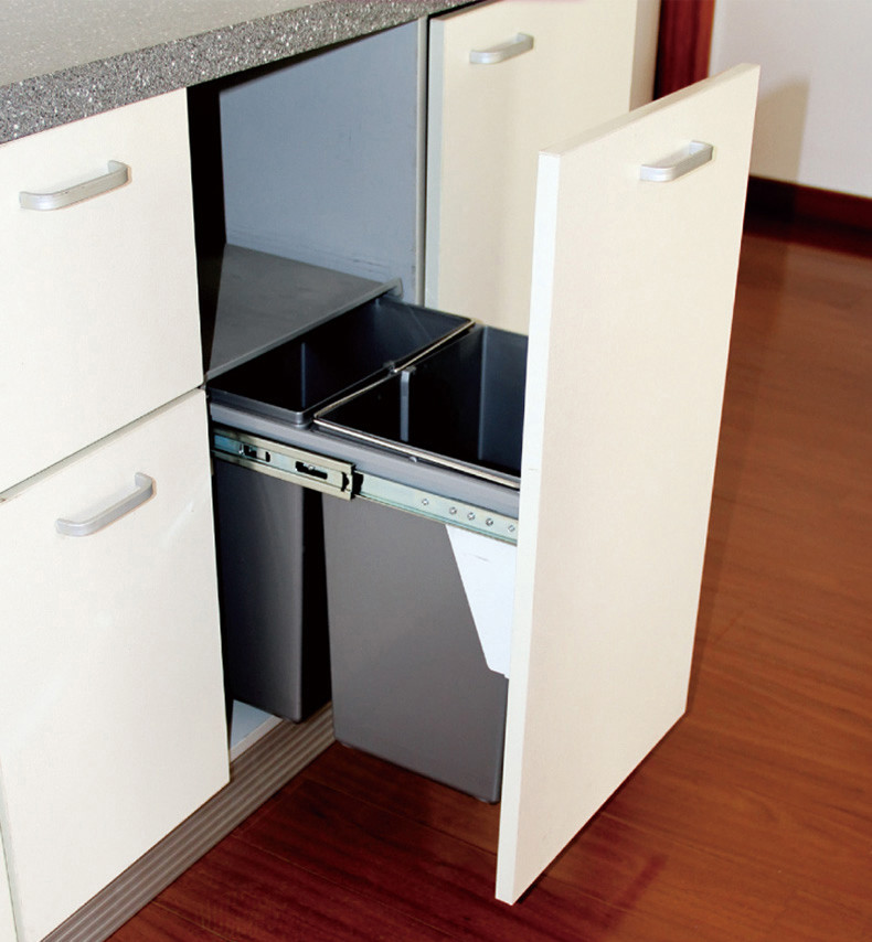 ABS Plastic Built - In Table Kitchen Garbage Bins Long Working Life Grey Blue Color