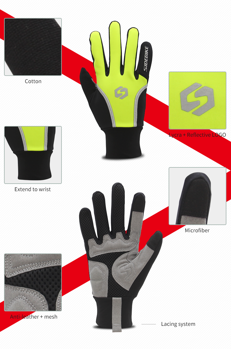 Quick Dry Waterproof MTB Gloves Full Finger S - XL Complete Size Choice