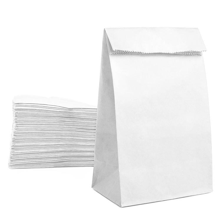 Eco Friendly White Kraft Paper Bag For Fast Food Takeaway Custom Order Logo Customized