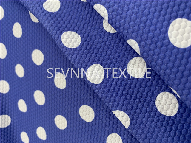 Polka Dot Recycled Swimwear Fabric Chlorine Resistance Fast Drying