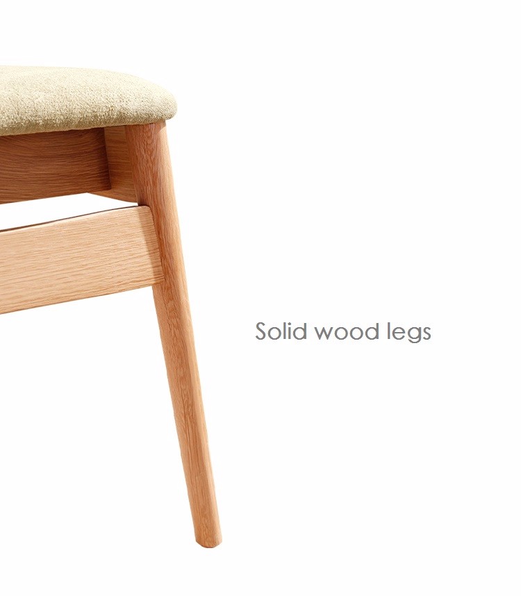 Modern Nordic Designs Furniture No Arm Oak Wooden With Seating Cushion Fabric Dining Chair