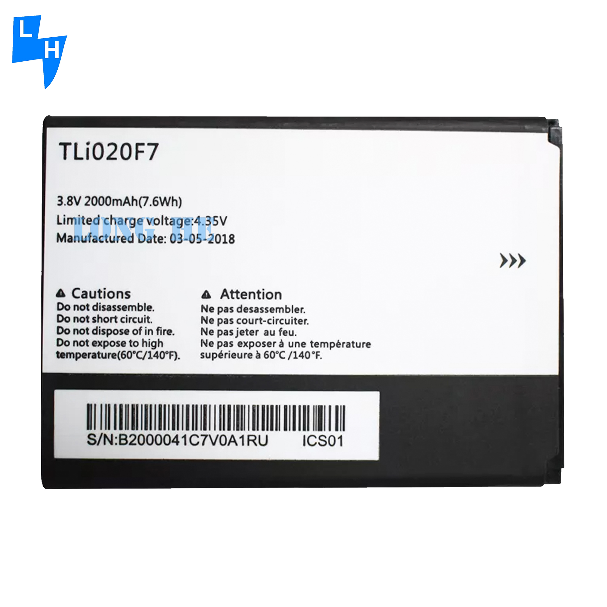 TLI020E7 battery for Alcatel Pixi 4 Pop C7 Pop 2 5045D 5042D 7040 7040D 7041 3.8V 2000mAh