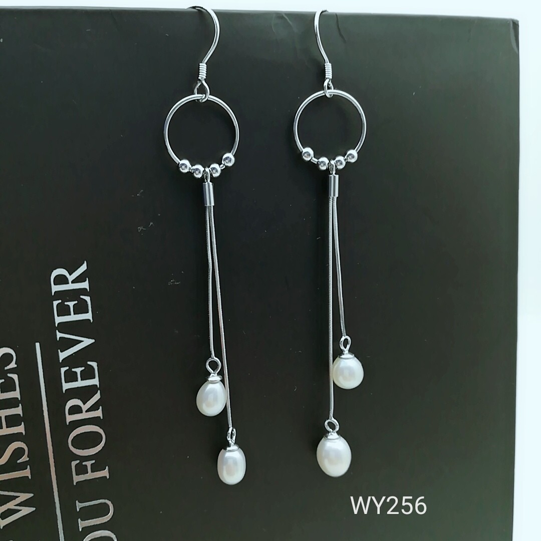 2018 New latest design of pearl earrings fashion pearl earrings silver tassel earrings WD119