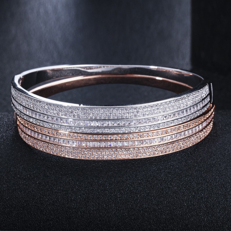 Fashion White Round Zircon Bracelet For Women Shiny CZ Crystal Adjustable Chain Bracelet Female Bridal Wedding Jewelry