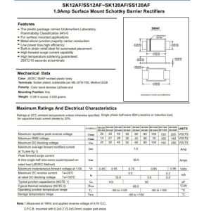 1A Ss12f Thru Ss120f Schottky Barrier Rectifier Diode Smaf Package