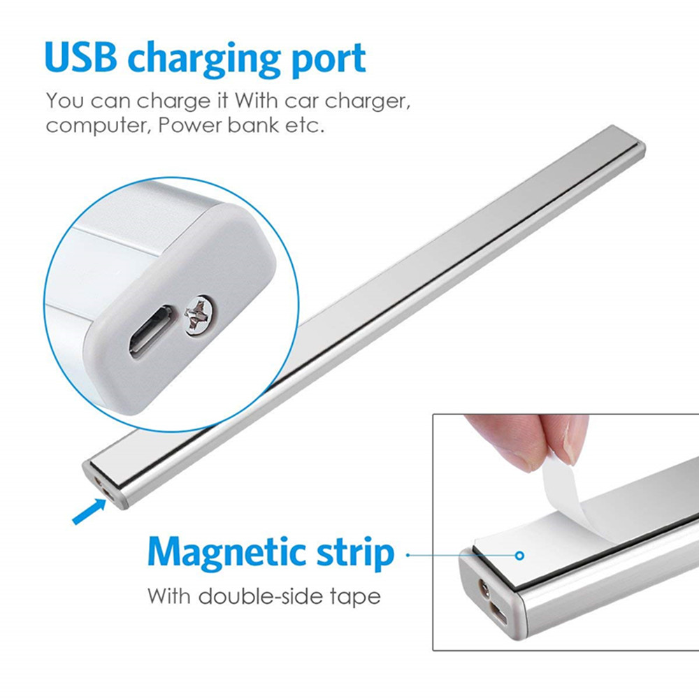 20 LED Under Cabinet Light Motion Sensor Rechargecable USB Night Light Closet Lamp Wardrobe Light for Indoor
