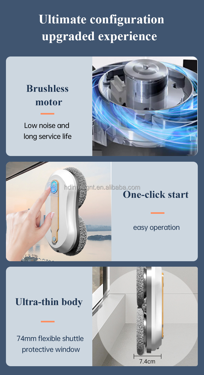 2024 Huidi 24V Anti-falling Control Robotic Window Washer with Remote App Control