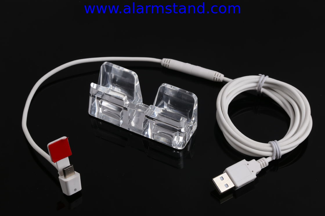 COMER Acrylic transparent tablet counter stand with anti-theft alarm and charge cable
