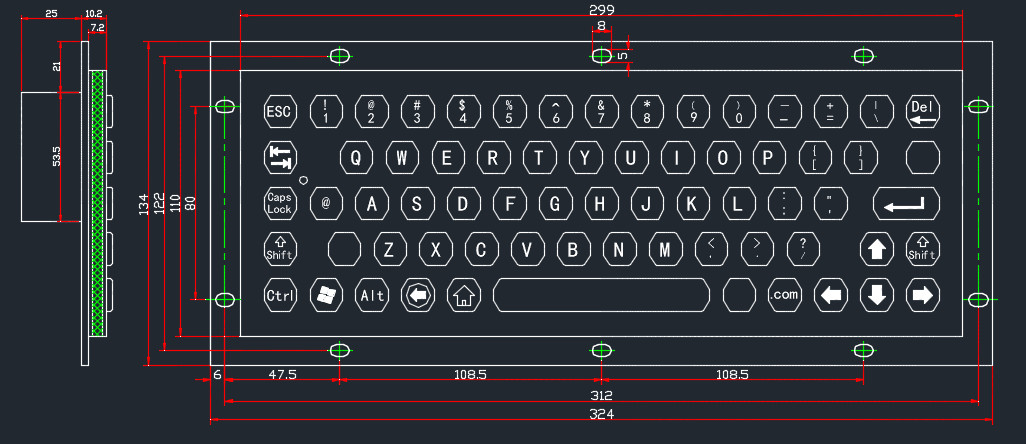 Usb Interface Embedded Numeric Keypad Ip65 Waterproof Grade Metal Material