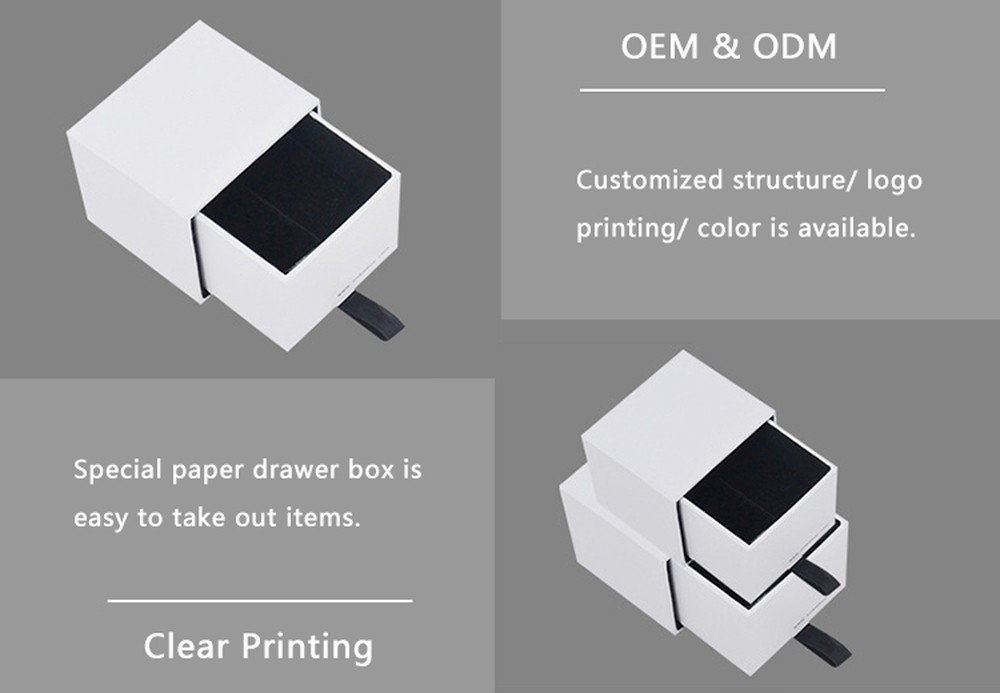 Ring Packaging White Jewelry Box With Drawers Grey / Black Velvet Lining