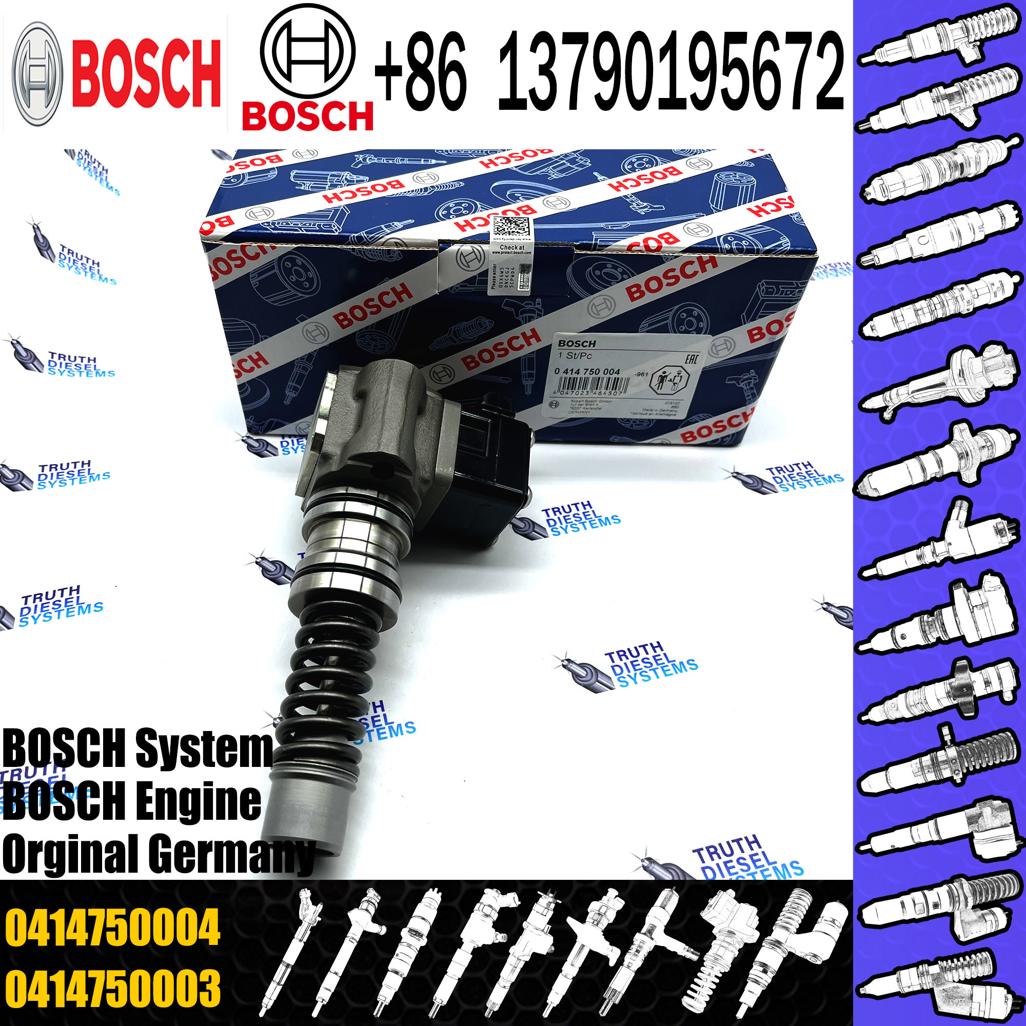 VOL Excavator EC210 EC240 EC290 Diesel Engine Spare Parts Unit Fuel Injector 0414750004