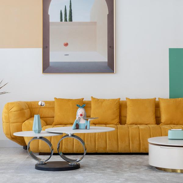 Matte Ecology Leather Upholstered Sofa Set Commercial Luxury Modern Furnitures