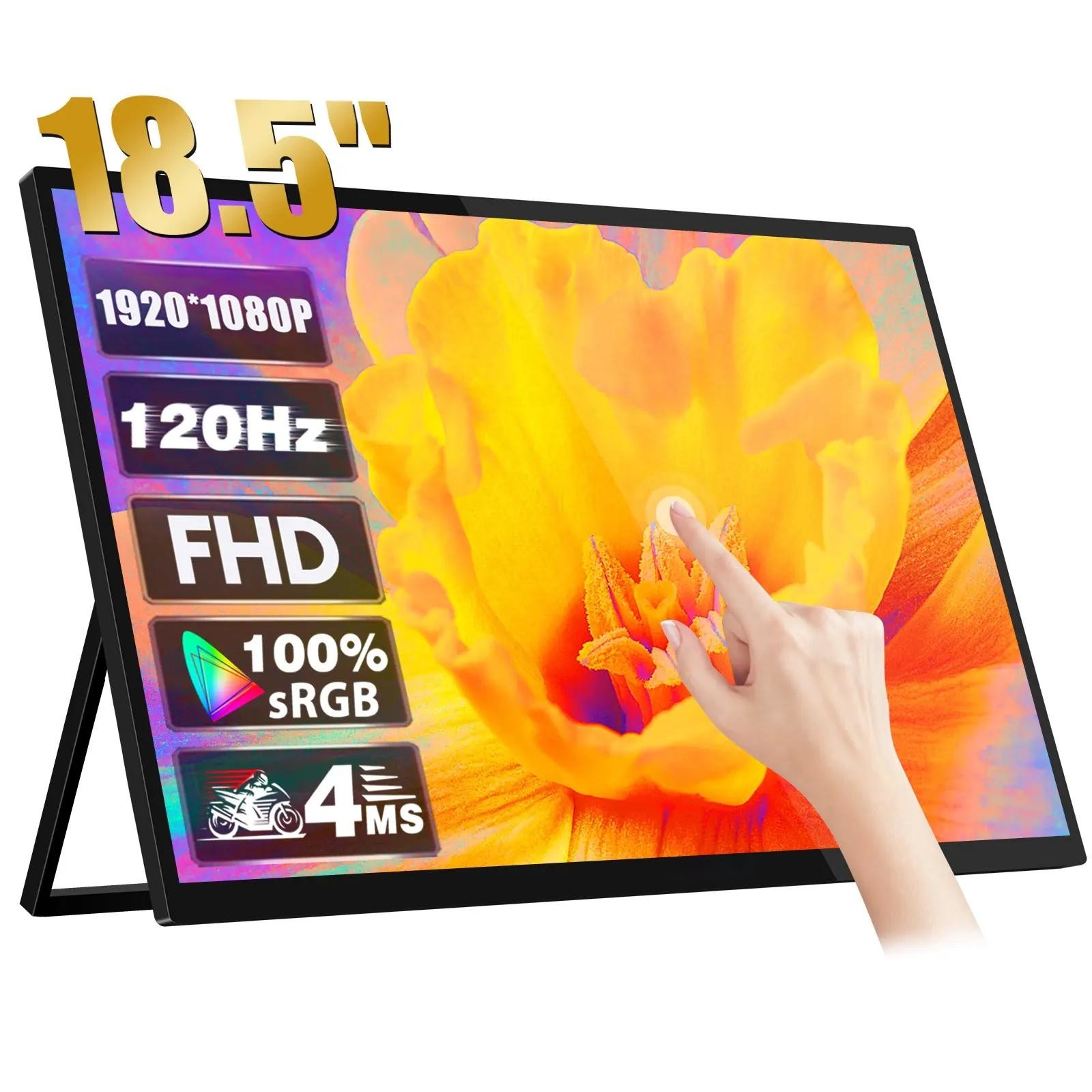 18.5" 100Hz 100% SRGB Portable Monitor 4k Touchscreen For PC Phone Laptop PS4 PS5 Switch