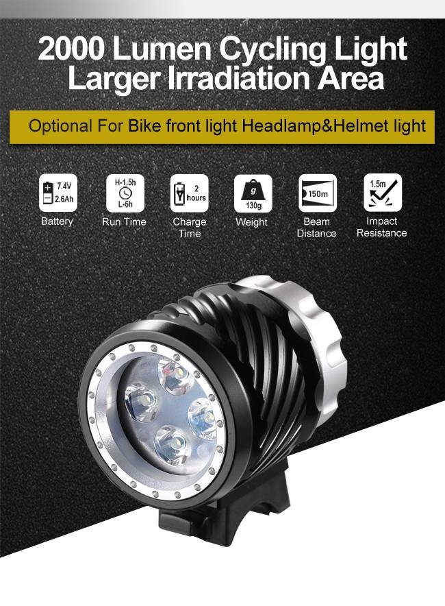 10 Hours Runtime LED Flashlight For Bike Front Light Aluminum Alloy Material