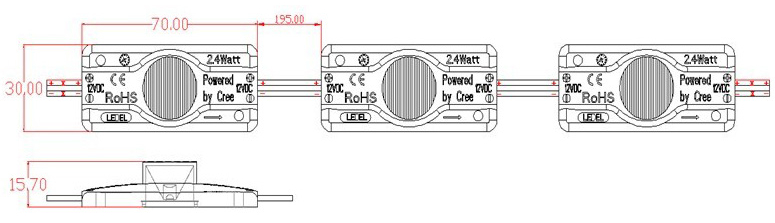 1.2w 12v 120LM 3leds UL listed samsung 5630 led module for channel letter with depth 12~20cm