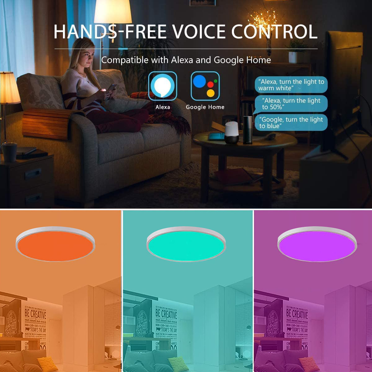 Dimmable Bedroom Ceiling Led Music Ceiling Light For Smart Home Tuya Glomarket