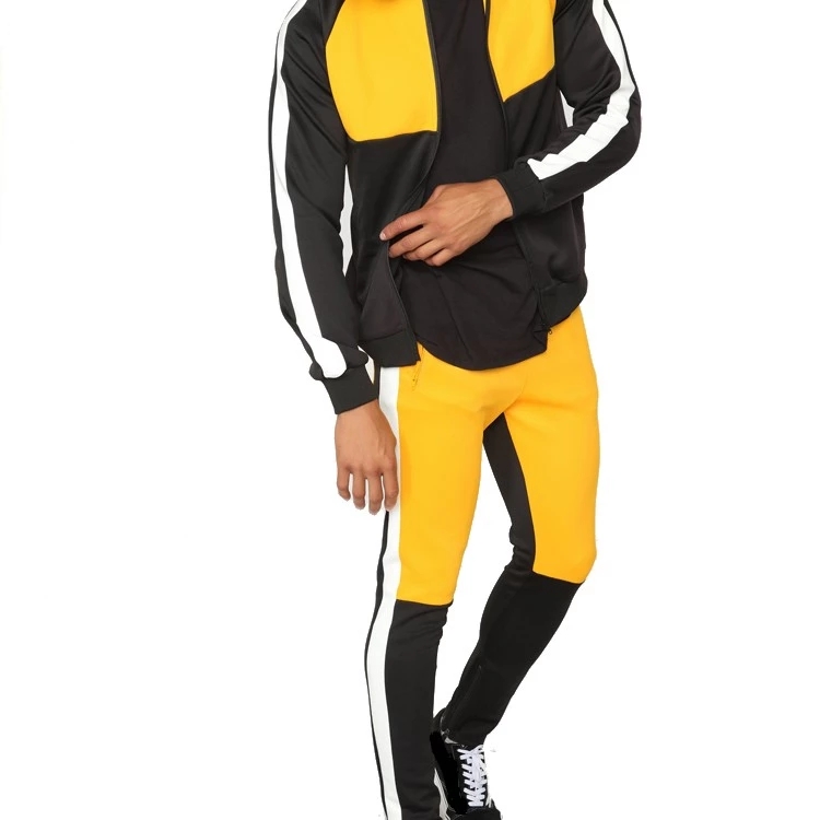 Fashionable Color Contract Mens Tracksuit Set , Color Combination Gym Tracksuit