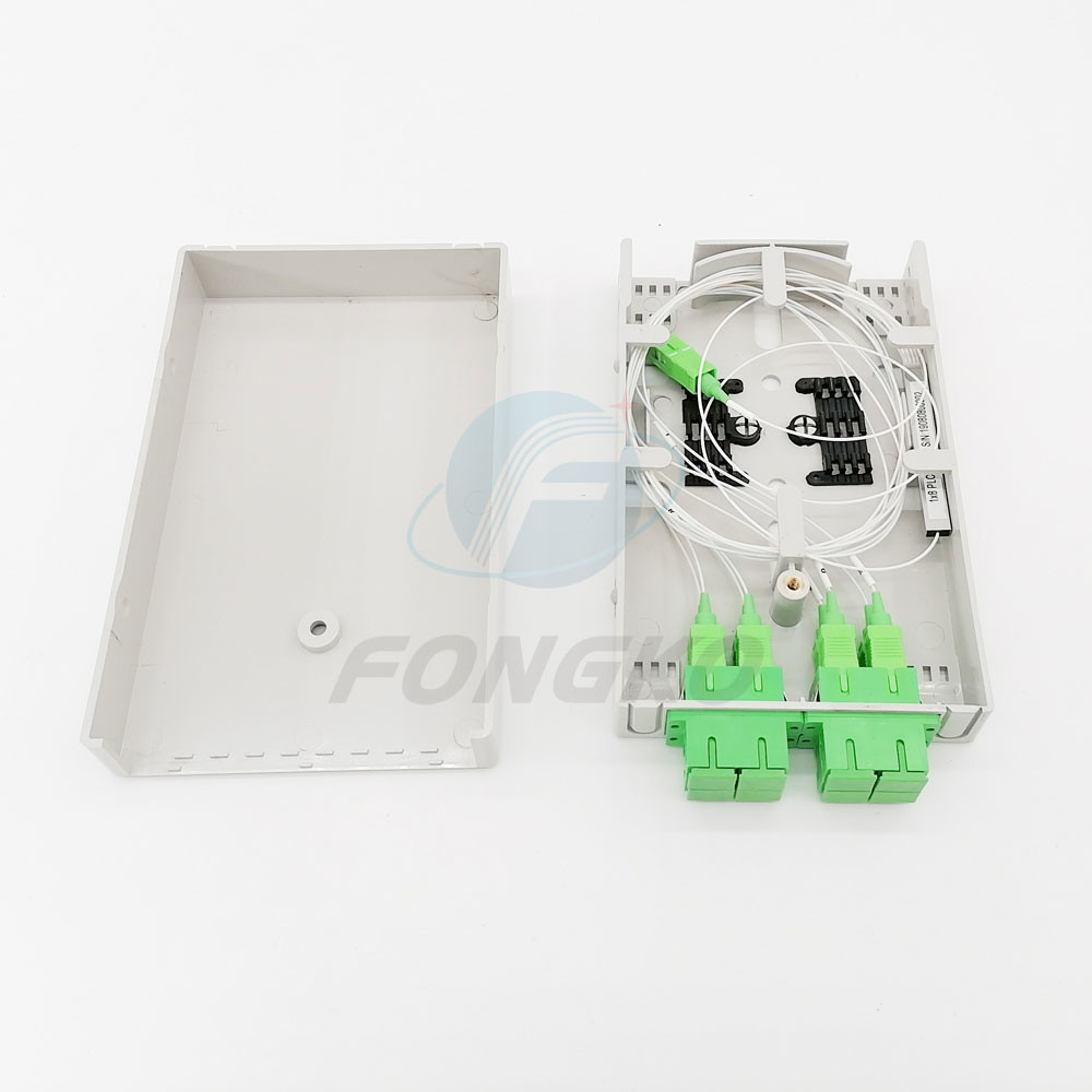 Grey Optic Fiber Access distribution box 1*8 PLC Splitter SC connector High Quality 8 Cores Fiber Optical Terminal Box