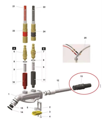 1014806 Hose Connector Complete Powder Injector IG07 For Electrostatic Powder Coating
