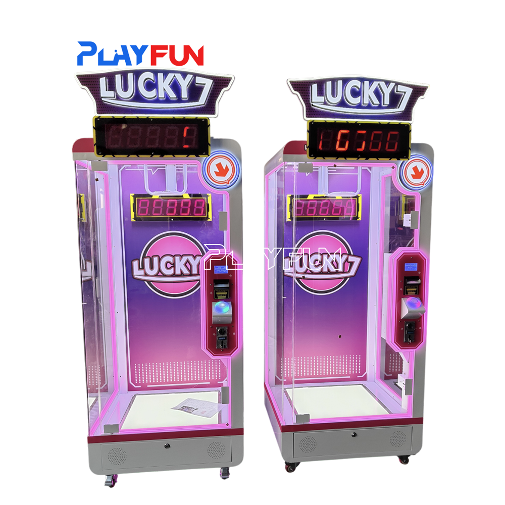 Arcade Coin Operated Game Machine Shopping Mall Lucky 7 Cut Prize Big Dolls Prize Scissors Cutting Game Machine