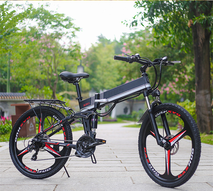 12.8AH Lithium Battery Full Suspension 48V 350W Aluminium Alloy Electric Mountain Bicycle