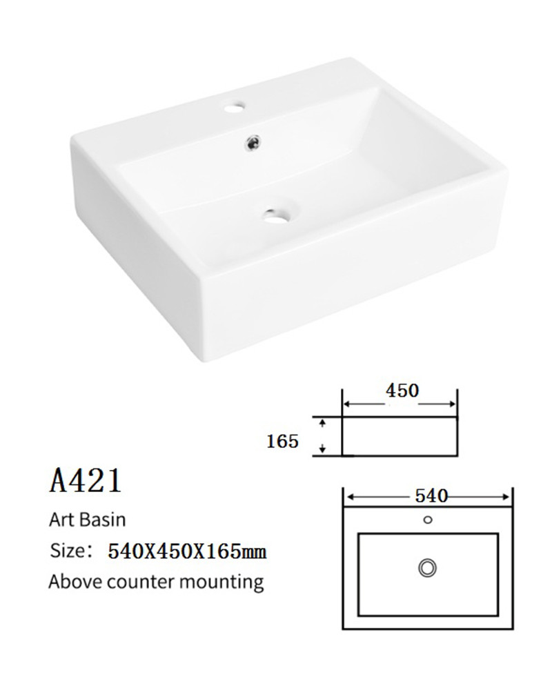 Rectangular Bathroom Sink Vessel 20 X 17" 19 X 16" 400mm Countertop Basin