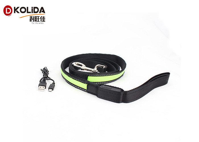 Adjustable Light Up Easy Walking Rechargeable LED Dog Leash Green For Pets