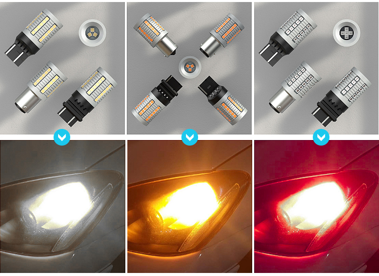 Dual Color Switchback Canbus P21w Led 1156 1157 7443 3157 T20 Led Auto LED Turn Signal Brake Light
