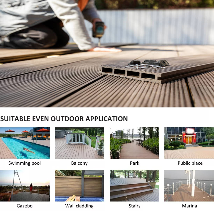 Crack resistant co-extrusion wpc deck voyage composite decking with 12 color choices