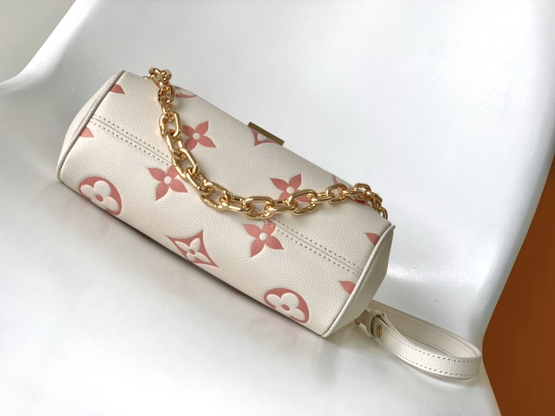 Favorite Creme Mini Sling Bag Branded LV Rose Trianon Two Monogram Empreinte Leather