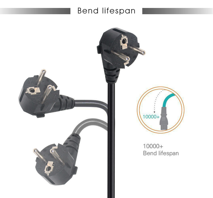 1.2m 1.5m 1.8m 3 Prong AC Laptop Power Cord Pure Copper Electronics Power Cable