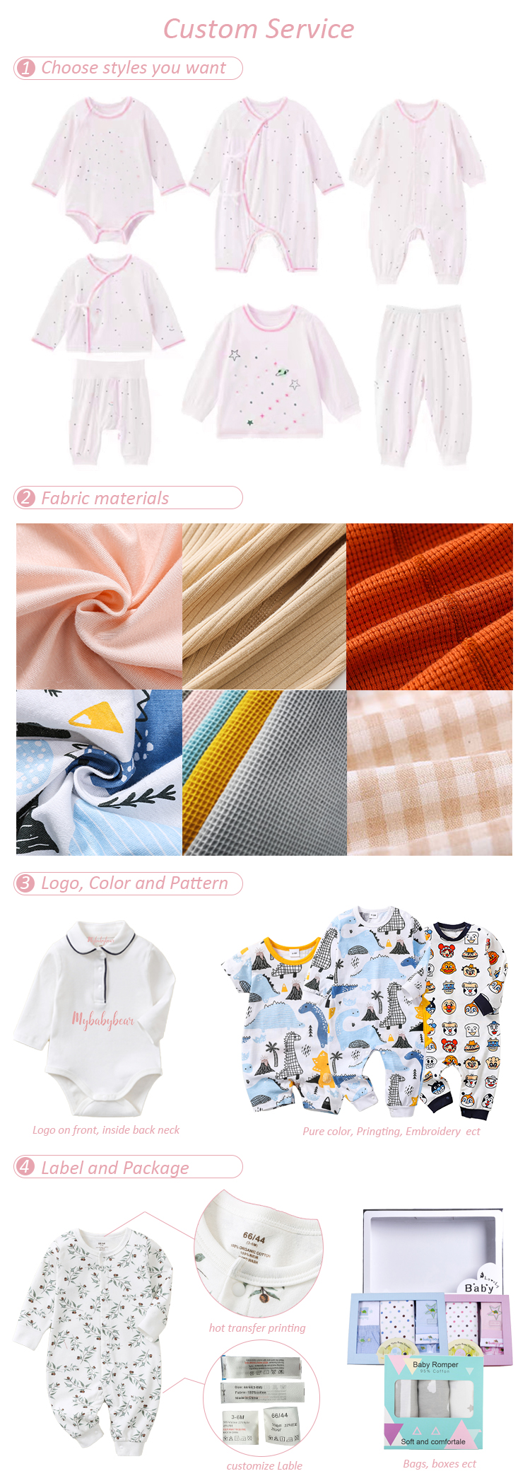 Wholesale Newborn New born Boy and Girl Toddler Onesie Romper Clothing 100% Cotton Organic Baby Clothes