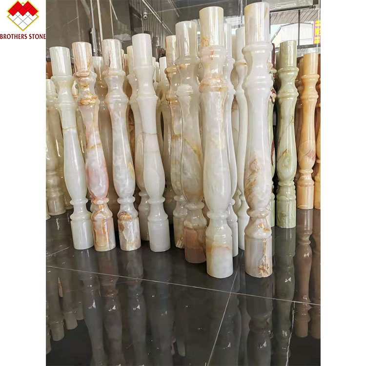 White Onyx Marble Stone Stair Handrail Customized for Villa and House Decorative Baluster