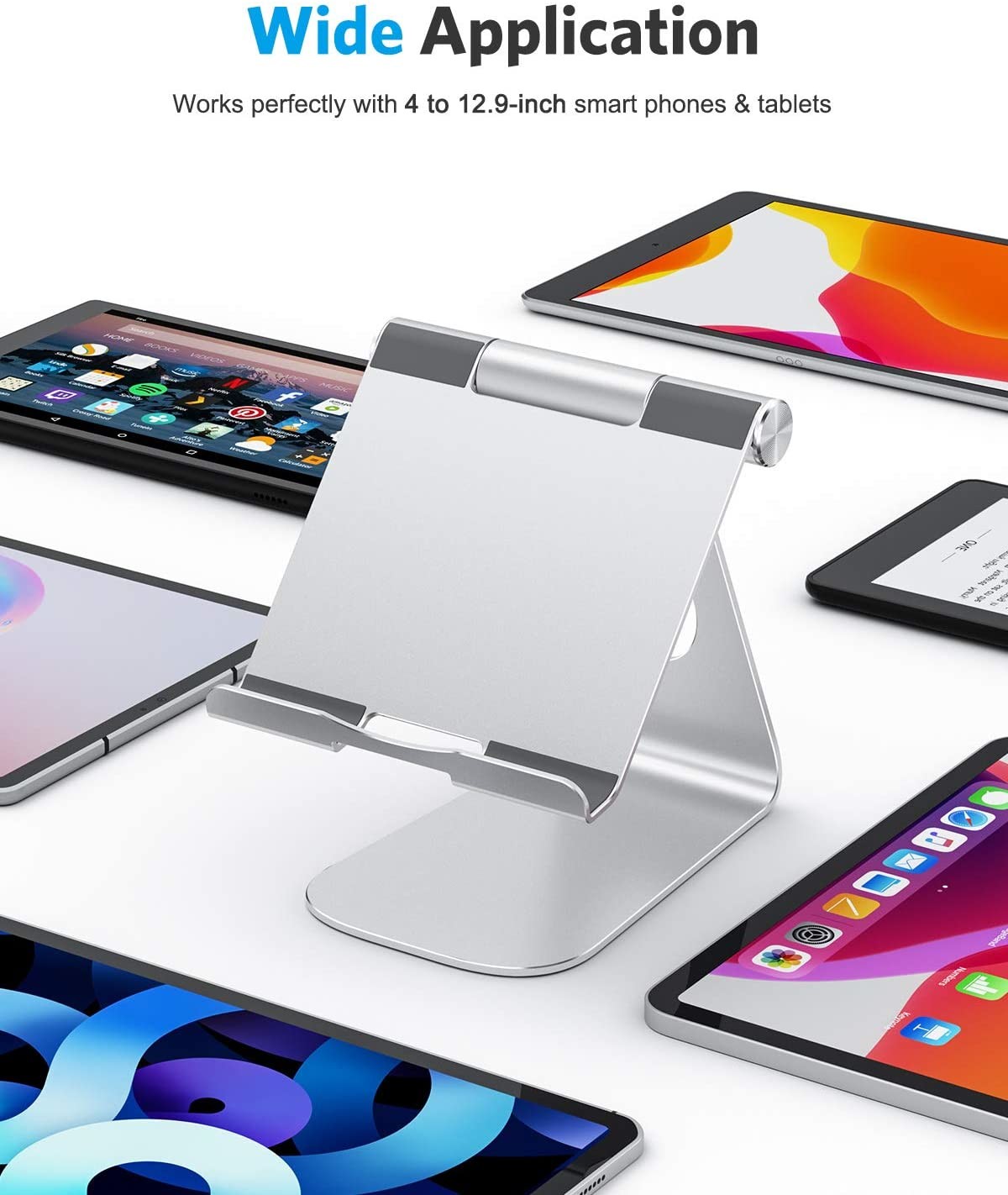 Foldable Countertop Aluminum Tablet Stand Matt Anodized