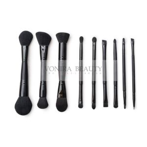 9 Pcs Cosmetic Double Ended Makeup Brush With Synthetic Hair