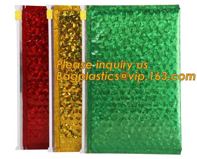 air mail metallic holographi rose gold bubble padded mailer / Zip lockkk bubble bag/ slider bubble bag,Holographic Factory