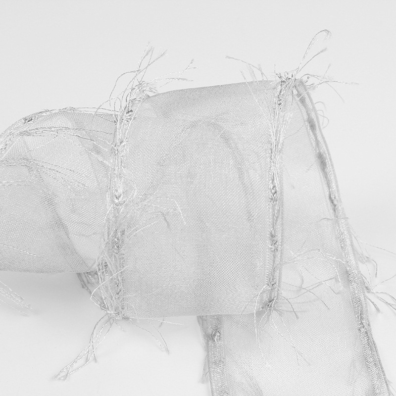 25mm-50mm Tassel Edge Polyester Organza Ribbon for Flower Chocolate Gift Packing and Garment Decoration