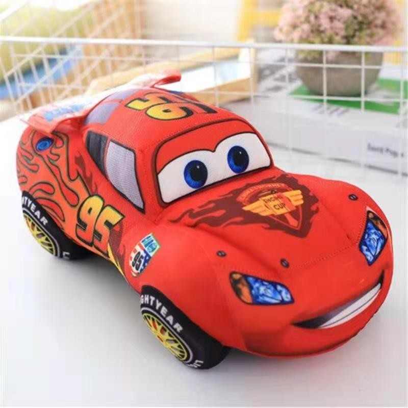 25cm Custom Cartoon Stuffed Car Red Mcqueen Car Toy Printing Logo